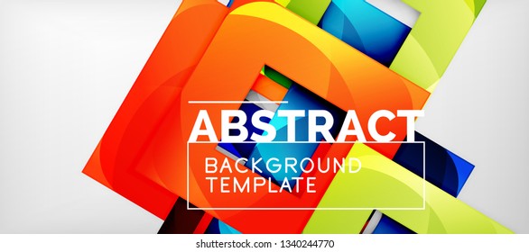 Abstract geometric background. Glossy square shapes composition on grey, minimalistic style template with copyspace. Vector design
