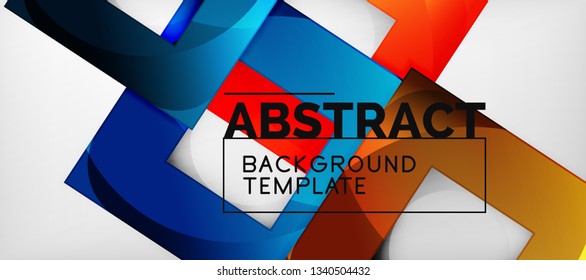 Abstract geometric background. Glossy square shapes composition on grey, minimalistic style template with copyspace. Vector design