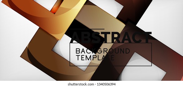 Abstract geometric background. Glossy square shapes composition on grey, minimalistic style template with copyspace. Vector design
