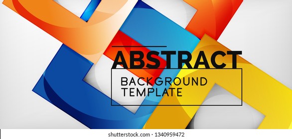 Abstract geometric background. Glossy square shapes composition on grey, minimalistic style template with copyspace. Vector design