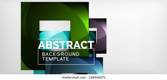 Abstrakter geometrischer Hintergrund. Glossy quadratische Formen Komposition auf grauem, minimalistischem Stil mit Kopienraum. Vektordesign