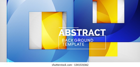 Abstrakter geometrischer Hintergrund. Glossy quadratische Formen Komposition auf grauem, minimalistischem Stil mit Kopienraum. Vektordesign