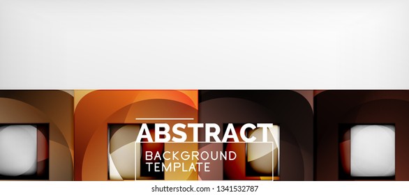 Abstract geometric background. Glossy square shapes composition on grey, minimalistic style template with copyspace. Vector design