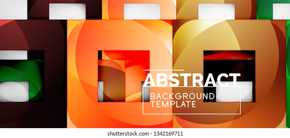 Abstrakter geometrischer Hintergrund. Glossy quadratische Formen Komposition auf grauem, minimalistischem Stil mit Kopienraum. Vektordesign