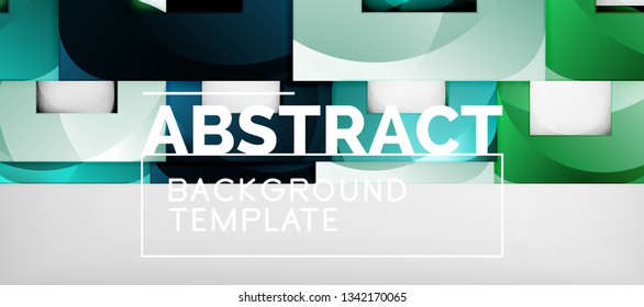 Abstract geometric background. Glossy square shapes composition on grey, minimalistic style template with copyspace. Vector design