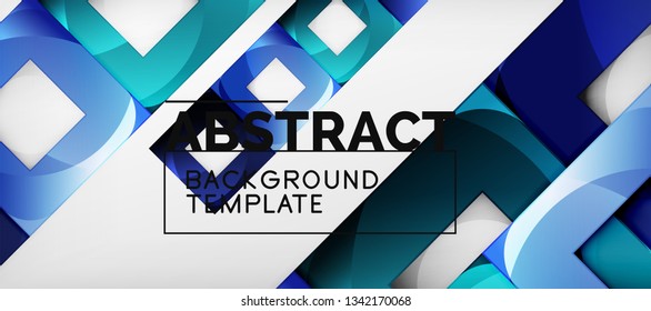 Abstract geometric background. Glossy square shapes composition on grey, minimalistic style template with copyspace. Vector design