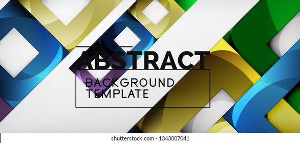Abstract geometric background. Glossy square shapes composition on grey, minimalistic style template with copyspace. Vector design