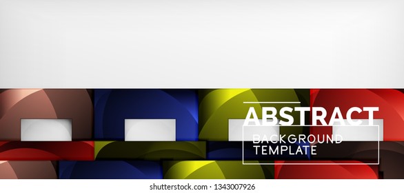 Abstract geometric background. Glossy square shapes composition on grey, minimalistic style template with copyspace. Vector design