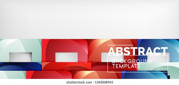 Abstract geometric background. Glossy square shapes composition on grey, minimalistic style template with copyspace. Vector design
