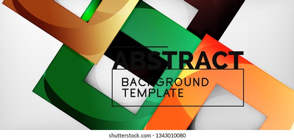 Abstract geometric background. Glossy square shapes composition on grey, minimalistic style template with copyspace. Vector design