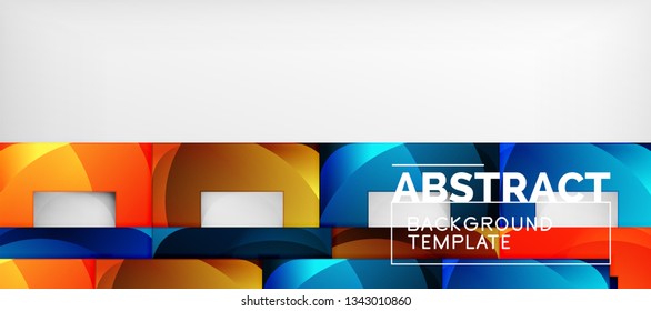 Abstract geometric background. Glossy square shapes composition on grey, minimalistic style template with copyspace. Vector design