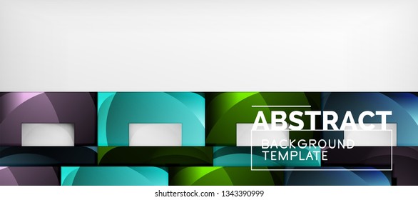 Abstract geometric background. Glossy square shapes composition on grey, minimalistic style template with copyspace. Vector design