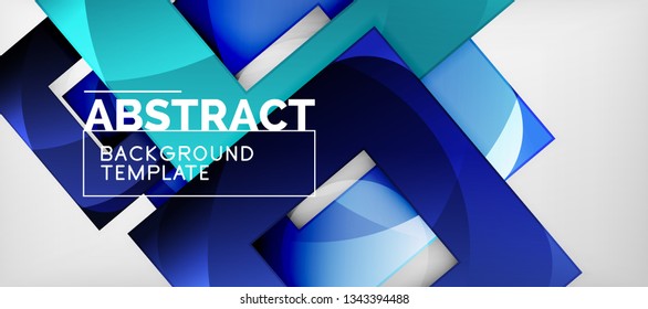 Fondo geométrico abstracto. Composición de formas cuadradas brillantes sobre una plantilla de estilo gris y minimalista con espacio de copia. Diseño de vectores