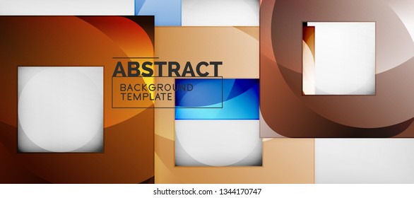 Abstrakter geometrischer Hintergrund. Glossy quadratische Formen Komposition auf grauem, minimalistischem Stil mit Kopienraum. Vektordesign