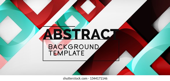 Fondo geométrico abstracto. Composición de formas cuadradas brillantes sobre una plantilla de estilo gris y minimalista con espacio de copia. Diseño de vectores