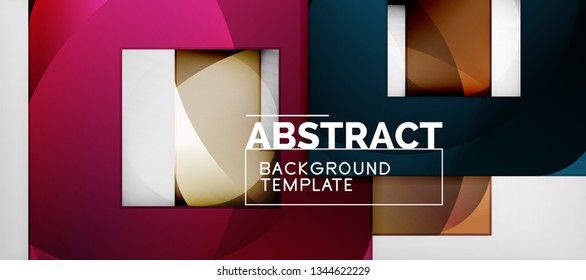 Abstract geometric background. Glossy square shapes composition on grey, minimalistic style template with copyspace. Vector design