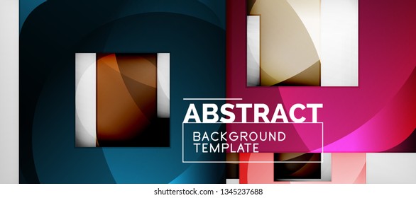 Fondo geométrico abstracto. Composición de formas cuadradas brillantes sobre una plantilla de estilo gris y minimalista con espacio de copia. Diseño de vectores