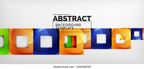 Abstract geometric background. Glossy square shapes composition on grey, minimalistic style template with copyspace. Vector design