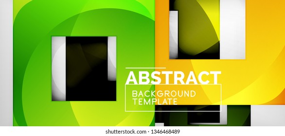 Abstract geometric background. Glossy square shapes composition on grey, minimalistic style template with copyspace. Vector design