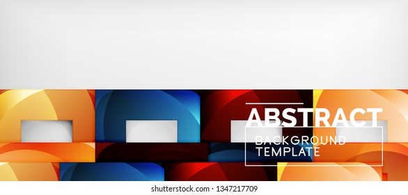 Fondo geométrico abstracto. Composición de formas cuadradas brillantes sobre una plantilla de estilo gris y minimalista con espacio de copia. Diseño de vectores