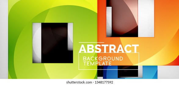 Abstract geometric background. Glossy square shapes composition on grey, minimalistic style template with copyspace. Vector design