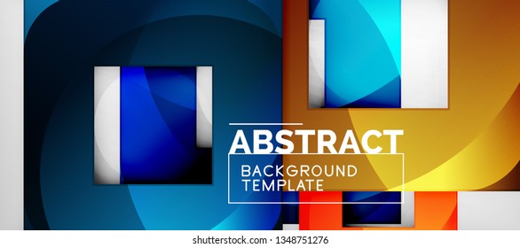 Abstract geometric background. Glossy square shapes composition on grey, minimalistic style template with copyspace. Vector design