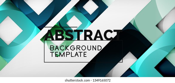 Abstract geometric background. Glossy square shapes composition on grey, minimalistic style template with copyspace. Vector design