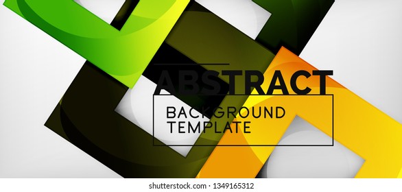 Fondo geométrico abstracto. Composición de formas cuadradas brillantes sobre una plantilla de estilo gris y minimalista con espacio de copia. Diseño de vectores