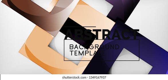 Abstract geometric background. Glossy square shapes composition on grey, minimalistic style template with copyspace. Vector design