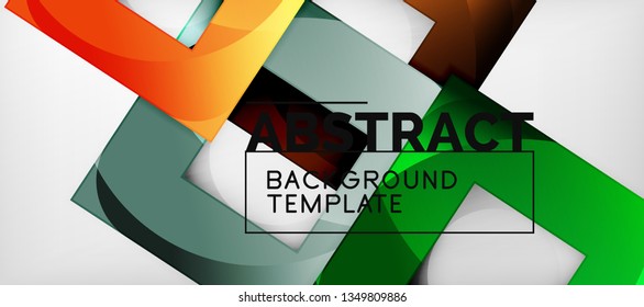 Abstract geometric background. Glossy square shapes composition on grey, minimalistic style template with copyspace. Vector design