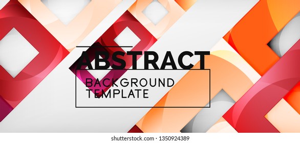 Abstract geometric background. Glossy square shapes composition on grey, minimalistic style template with copyspace. Vector design