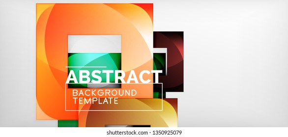 Fondo geométrico abstracto. Composición de formas cuadradas brillantes sobre una plantilla de estilo gris y minimalista con espacio de copia. Diseño de vectores