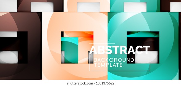 Fondo geométrico abstracto. Composición de formas cuadradas brillantes sobre una plantilla de estilo gris y minimalista con espacio de copia. Diseño de vectores
