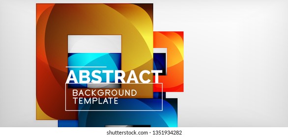 Abstract geometric background. Glossy square shapes composition on grey, minimalistic style template with copyspace. Vector design