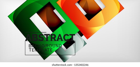 Fondo geométrico abstracto. Composición de formas cuadradas brillantes sobre una plantilla de estilo gris y minimalista con espacio de copia. Diseño de vectores