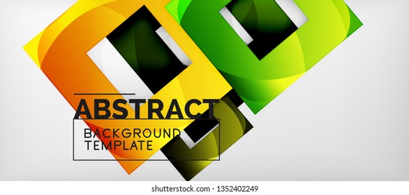 Abstrakter geometrischer Hintergrund. Glossy quadratische Formen Komposition auf grauem, minimalistischem Stil mit Kopienraum. Vektordesign