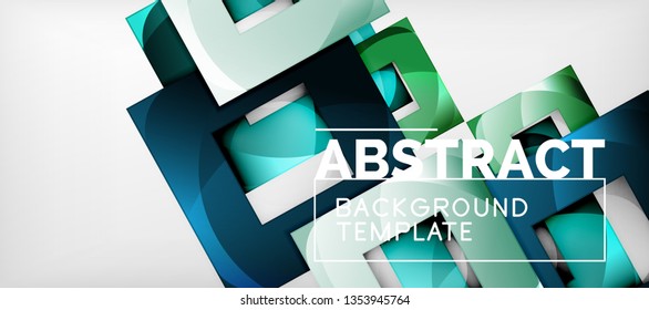 Abstrakter geometrischer Hintergrund. Glossy quadratische Formen Komposition auf grauem, minimalistischem Stil mit Kopienraum. Vektordesign