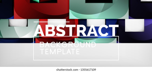 Abstrakter geometrischer Hintergrund. Glossy quadratische Formen Komposition auf grauem, minimalistischem Stil mit Kopienraum. Vektordesign