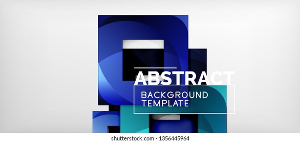 Fondo geométrico abstracto. Composición de formas cuadradas brillantes sobre una plantilla de estilo gris y minimalista con espacio de copia. Diseño de vectores