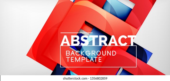 Fondo geométrico abstracto. Composición de formas cuadradas brillantes sobre una plantilla de estilo gris y minimalista con espacio de copia. Diseño de vectores