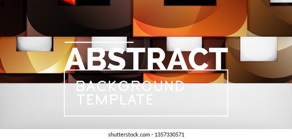 Fondo geométrico abstracto. Composición de formas cuadradas brillantes sobre una plantilla de estilo gris y minimalista con espacio de copia. Diseño de vectores