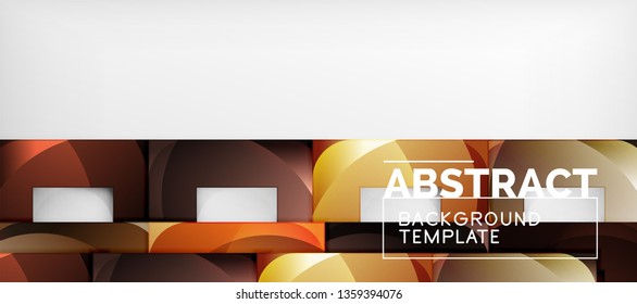 Abstract geometric background. Glossy square shapes composition on grey, minimalistic style template with copyspace. Vector design
