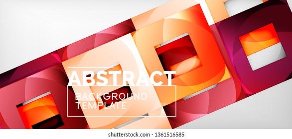 Fondo geométrico abstracto. Composición de formas cuadradas brillantes sobre una plantilla de estilo gris y minimalista con espacio de copia. Diseño de vectores