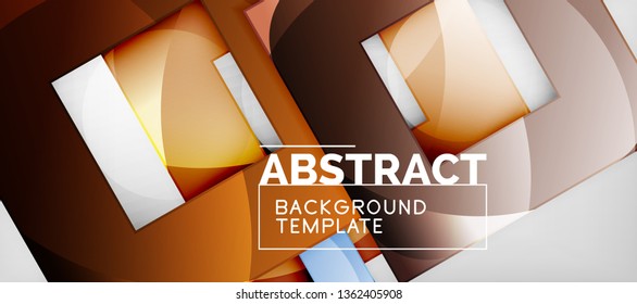 Fondo geométrico abstracto. Composición de formas cuadradas brillantes sobre una plantilla de estilo gris y minimalista con espacio de copia. Diseño de vectores