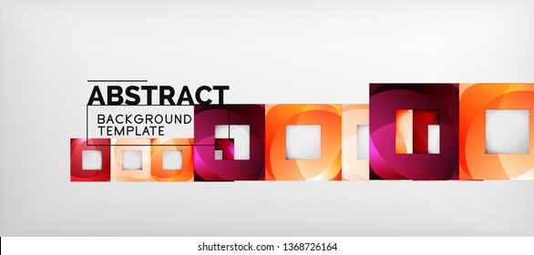 Fondo geométrico abstracto. Composición de formas cuadradas brillantes sobre una plantilla de estilo gris y minimalista con espacio de copia. Diseño de vectores