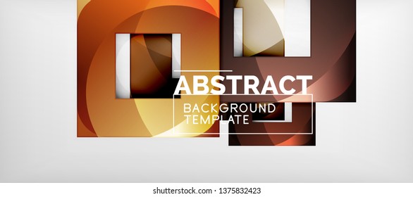 Fondo geométrico abstracto. Composición de formas cuadradas brillantes sobre una plantilla de estilo gris y minimalista con espacio de copia. Diseño de vectores