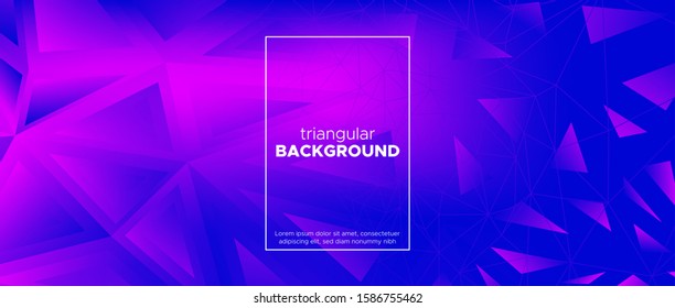 Abstract Geometric Background. Glow 3d Gradient Pattern. Purple Graphic Polygon Banner. Futuristic Diamond Design. Neon Geometric Mosaic Poster. Gradient Triangular Background. Vector Polygon Layout.
