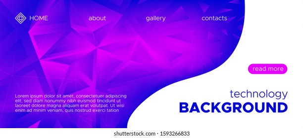 Abstract Geometric Background. Glow 3d Gradient Poster. Violet Vector Polygon Banner. Network Diamond Design. Neon Geometric Mosaic Pattern. Gradient Triangular Background. Graphic Polygon Layout.