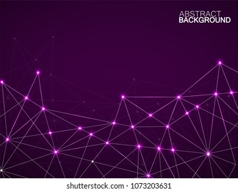 Abstract geometric background with glowing connecting dots and lines. Modern technology concept. Polygonal structure