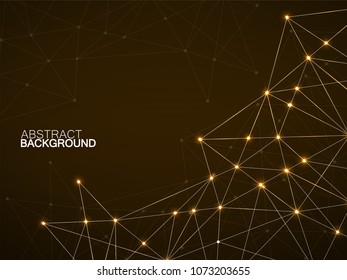 Abstract geometric background with glowing connecting dots and lines. Modern technology concept. Polygonal structure